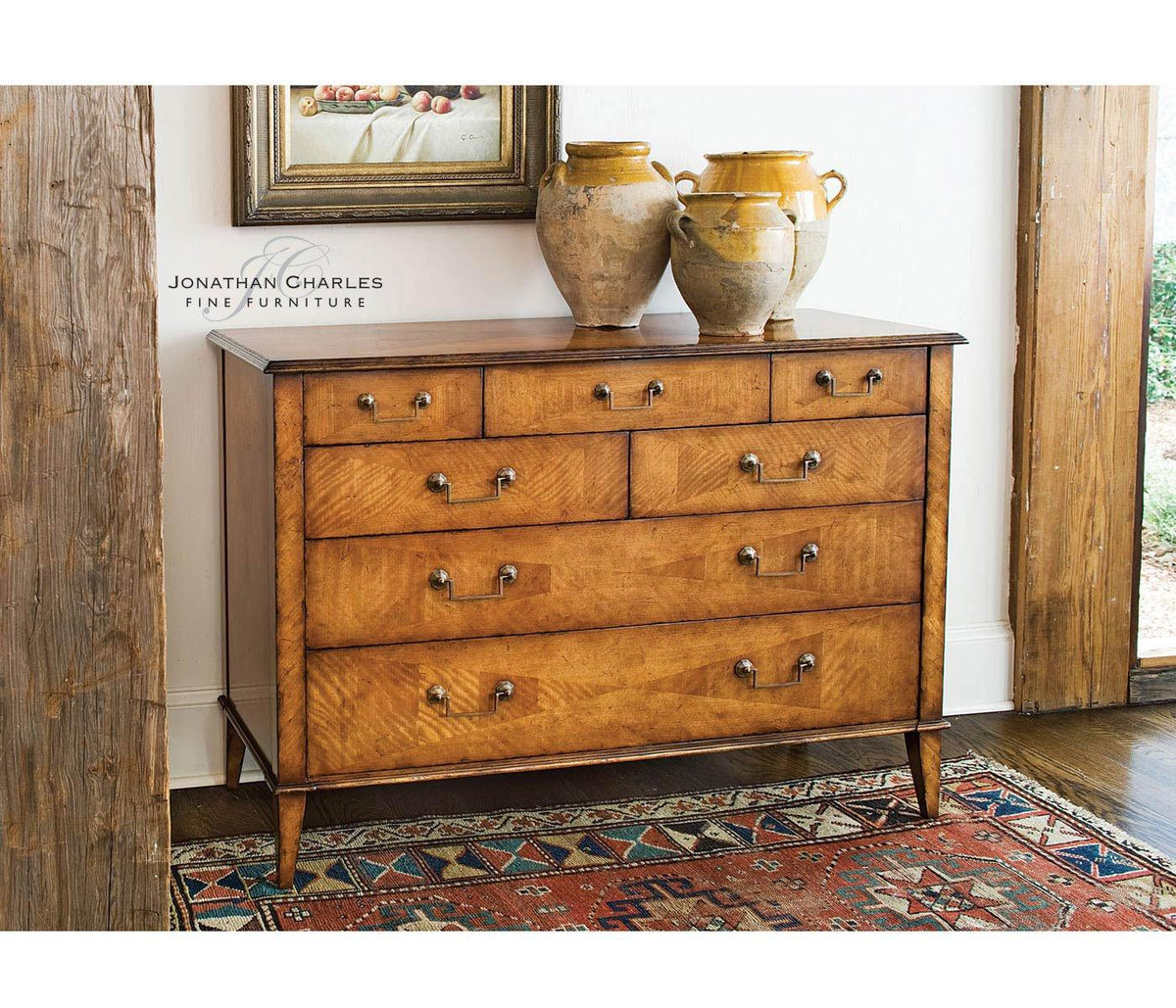 Jonathan Charles Large Chest of Drawers Satinwood.