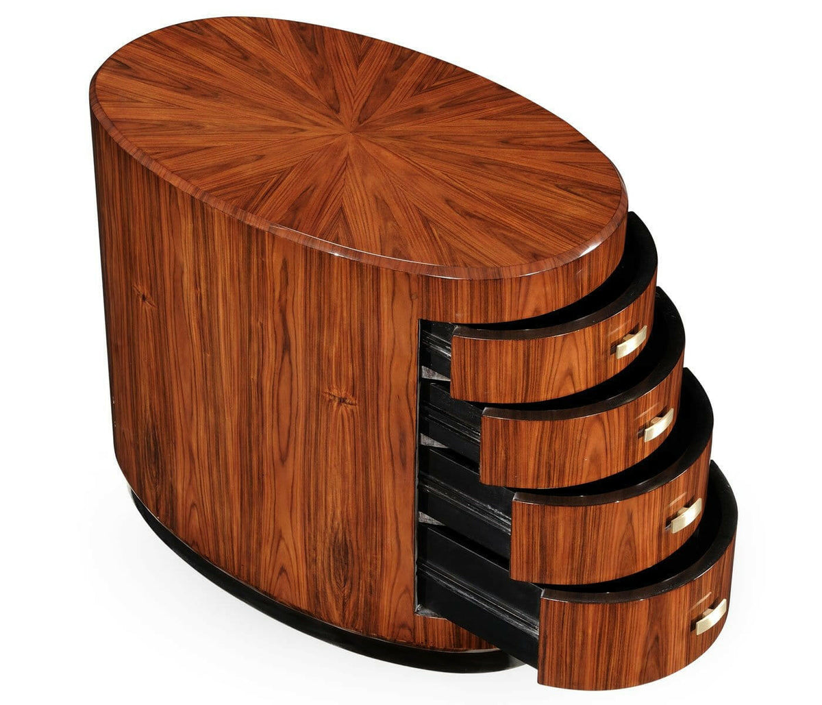 Jonathan Charles Oval Chest of Drawers with Brass Handles (high Lustre).