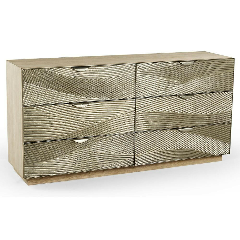 Jonathan Charles Ripple Texture Cast Metal Dresser.