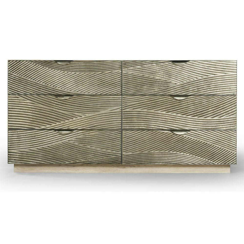 Jonathan Charles Ripple Texture Cast Metal Dresser.