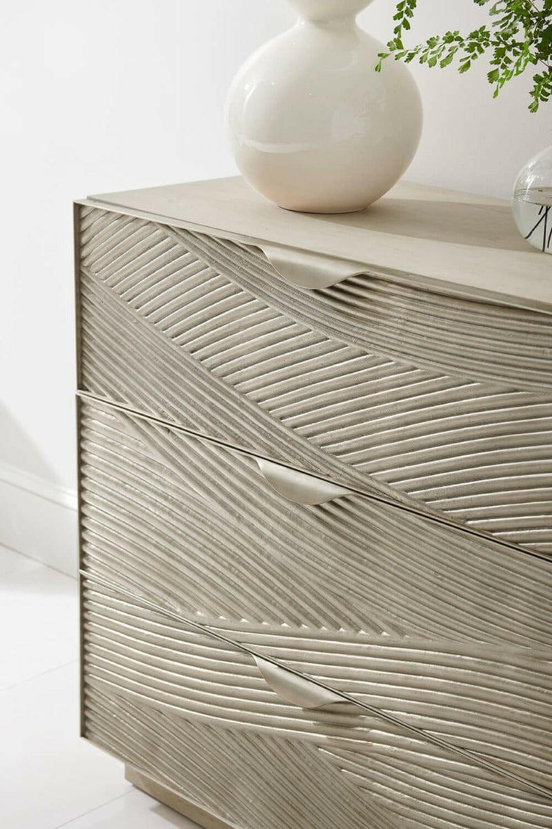 Jonathan Charles Ripple Texture Cast Metal Dresser.