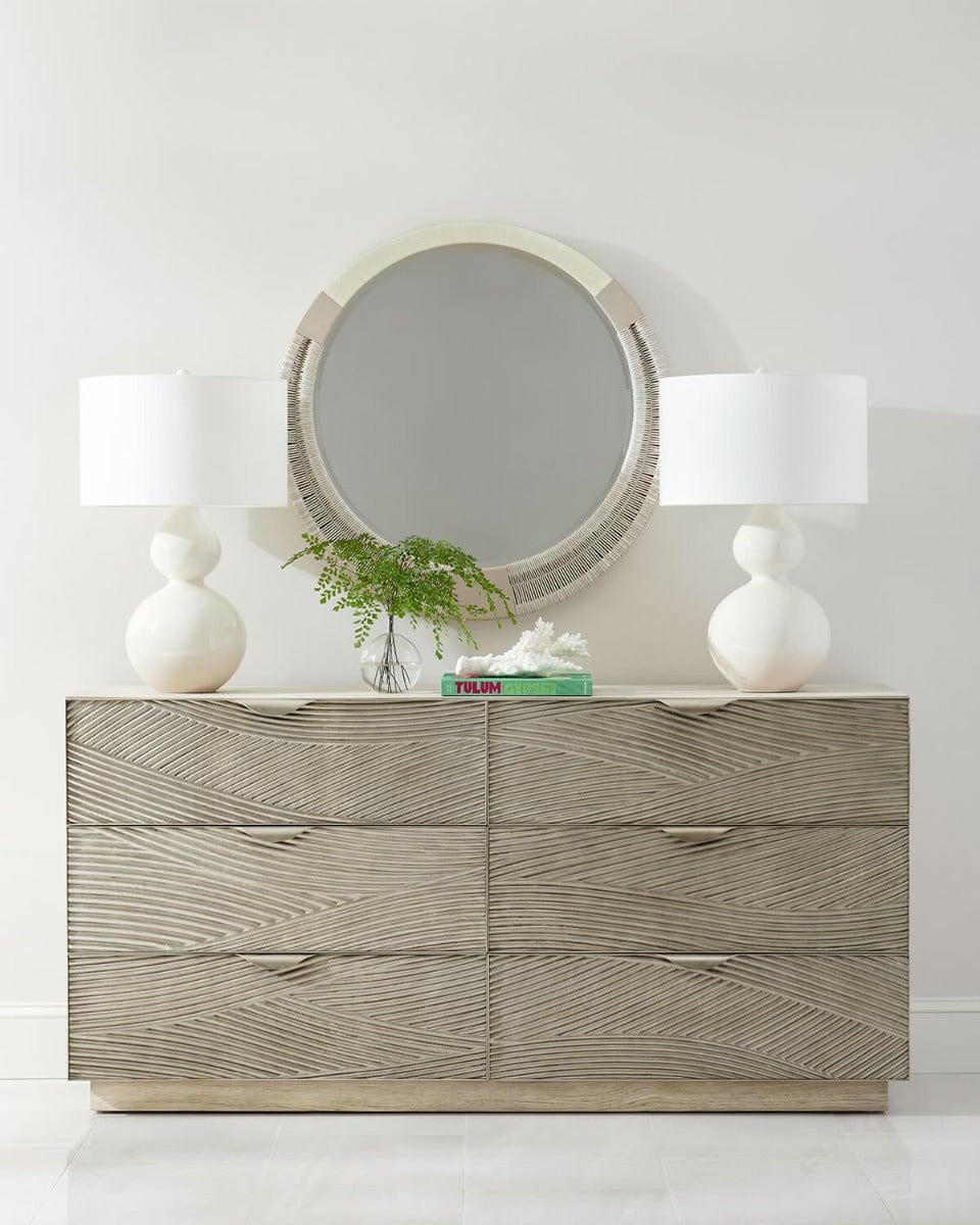 Jonathan Charles Ripple Texture Cast Metal Dresser.
