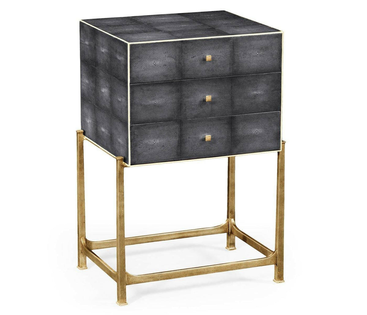 Jonathan Charles Small Chest of Drawers 1930s in Anthracite Shagreen - Gilded.