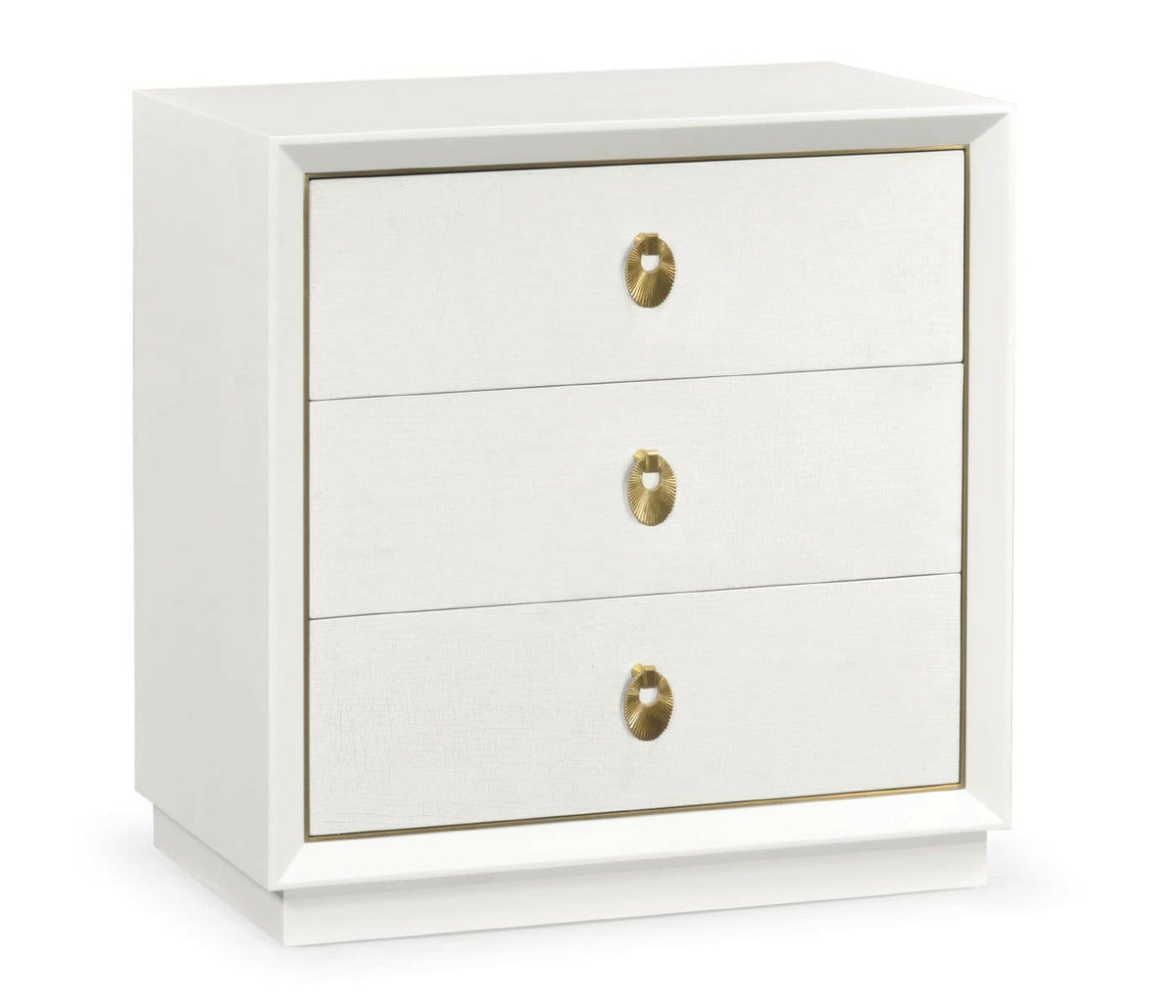 Jonathan Charles Small Chest of Three Drawers Crackle Ceramic Lacquer.