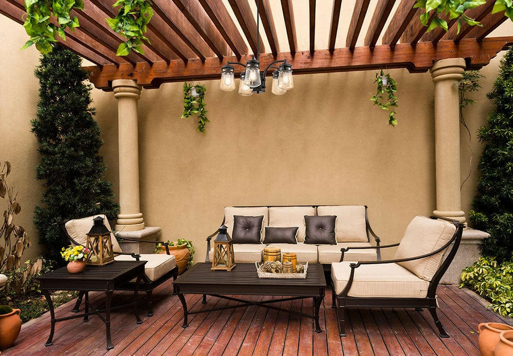 Lyndon 5 Light Outdoor Chandelier – Architectural Bronze.