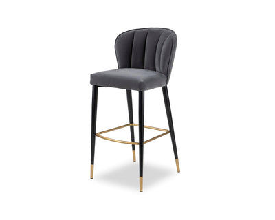 Liang & Eimil Dining Maya Bar Stool - Kaster II Anchor Grey Velvet House of Isabella UK