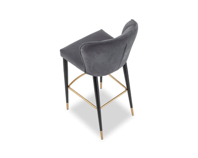 Liang & Eimil Dining Maya Bar Stool - Kaster II Anchor Grey Velvet House of Isabella UK