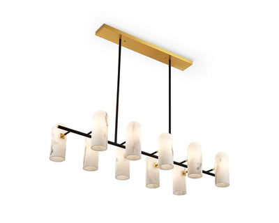 Liang & Eimil Lighting Amatti Long Chandelier - Alabaster, Black & Brass House of Isabella UK