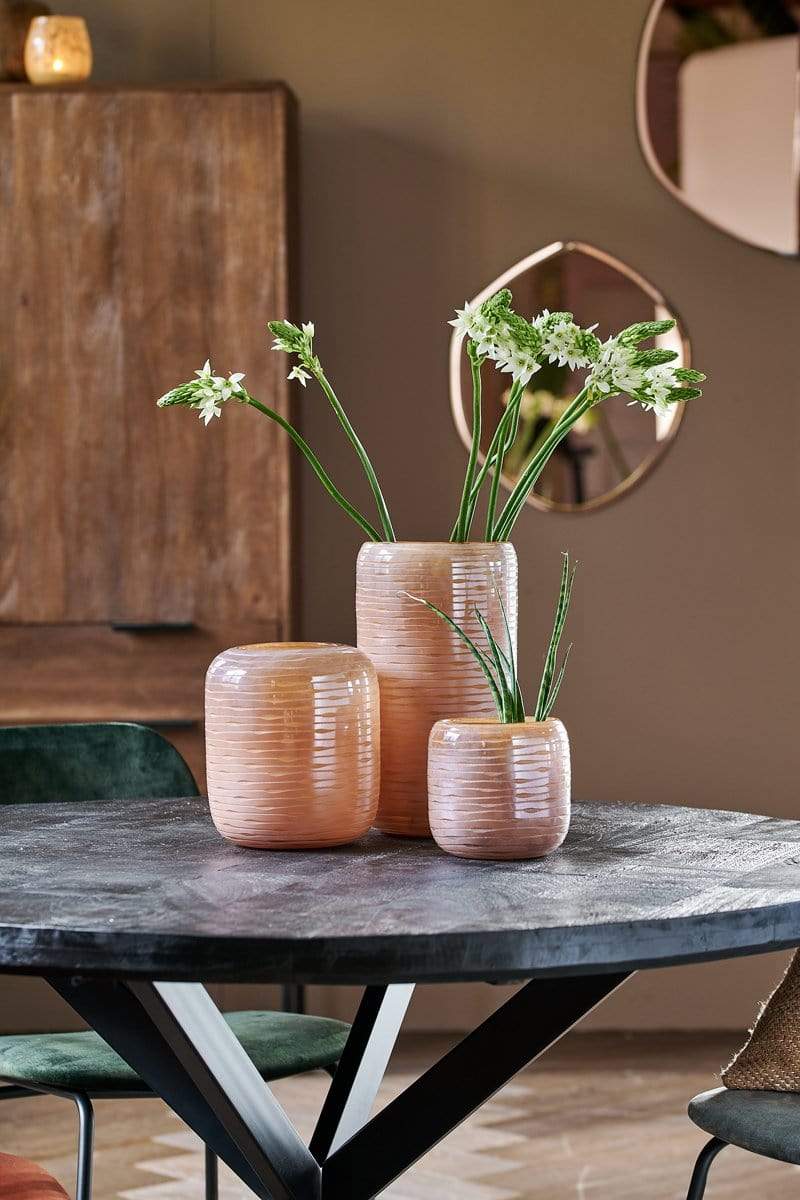 Light & Living Accessories 5808091 - Vase 14x14 cm BOWIE glass peach-brown House of Isabella UK