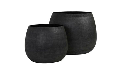 Light & Living Accessories Pot deco S/2 Ø38,5x28,5+Ø50x37,5 cm GENOLU matt black House of Isabella UK