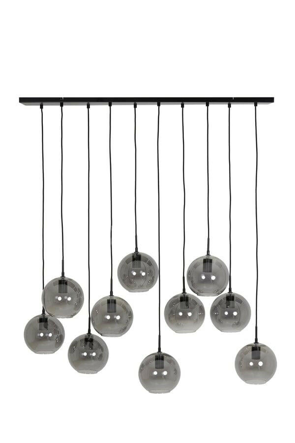 Light & Living Lighting Hanging lamp 10L 124x35x120 cm SUBAR matt black+smoked glass House of Isabella UK