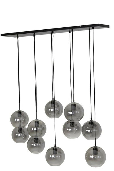 Light & Living Lighting Hanging lamp 10L 124x35x120 cm SUBAR matt black+smoked glass House of Isabella UK