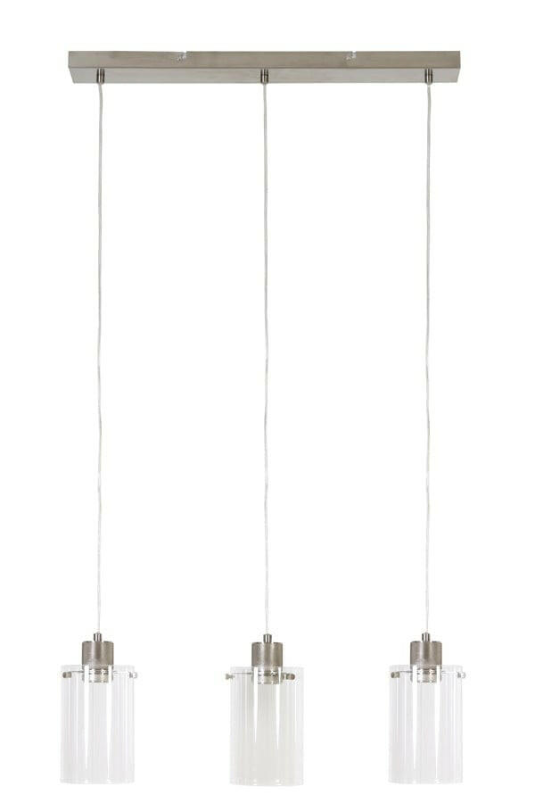 Light & Living Lighting Hanging lamp 3L 65x12x18,5 cm VANCOUVER nic. sat.-glass House of Isabella UK