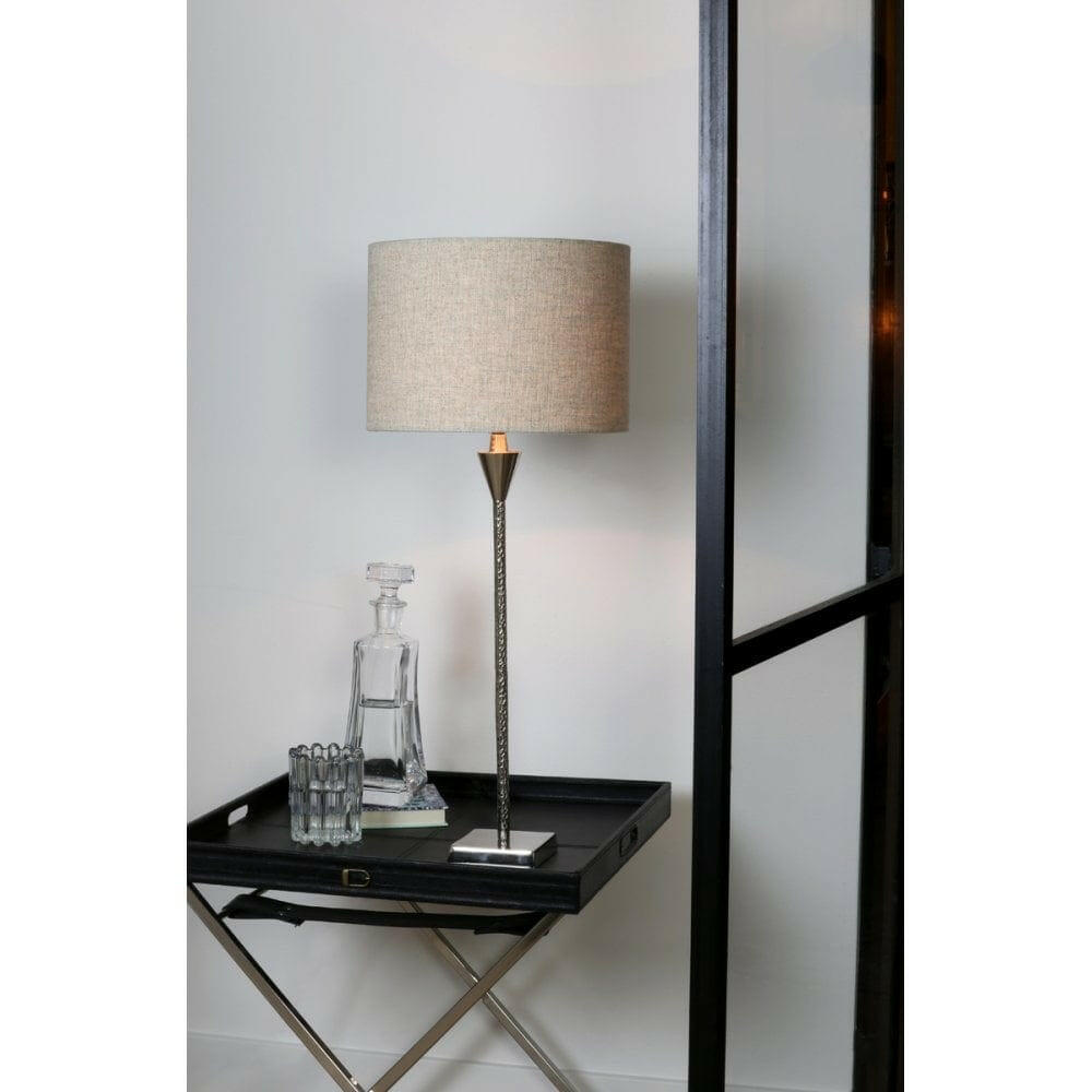LAMP BASE 10,5X10,5X55CM GRANULO NICKEL | OUTLET.