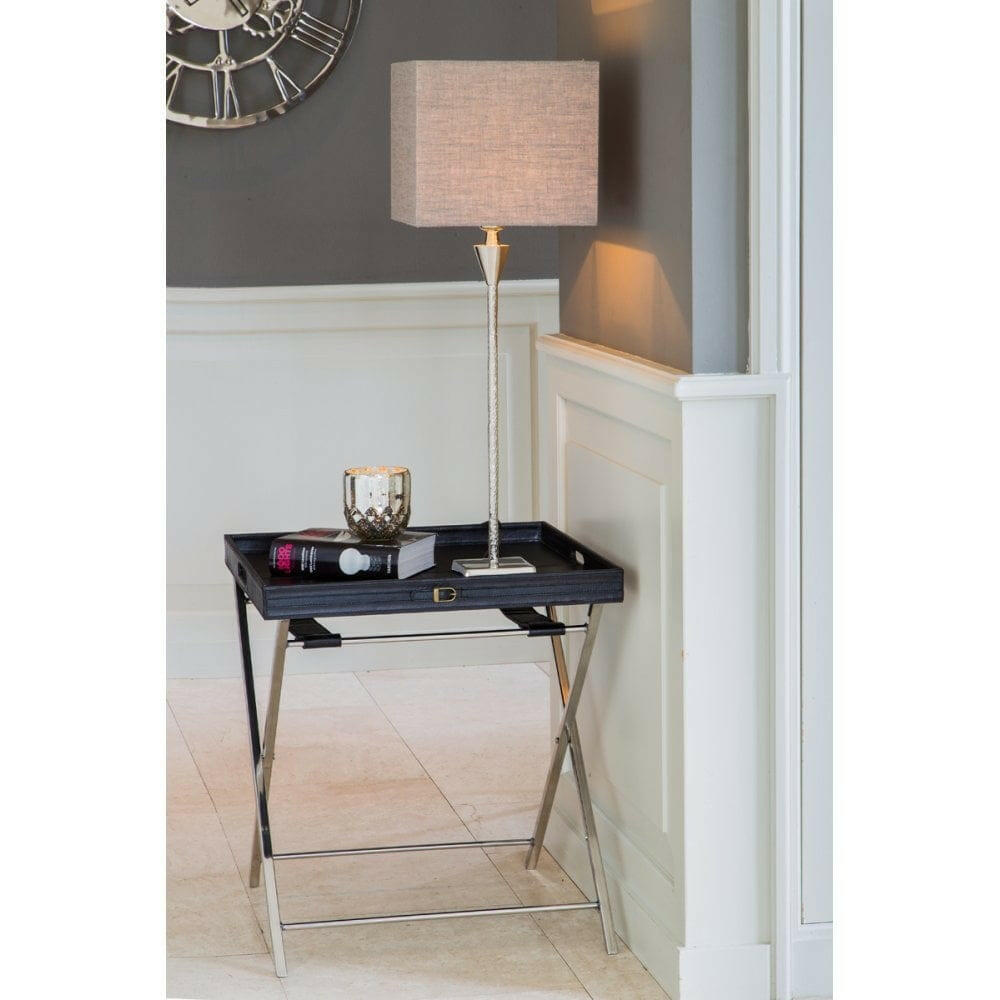 LAMP BASE 10,5X10,5X55CM GRANULO NICKEL | OUTLET.