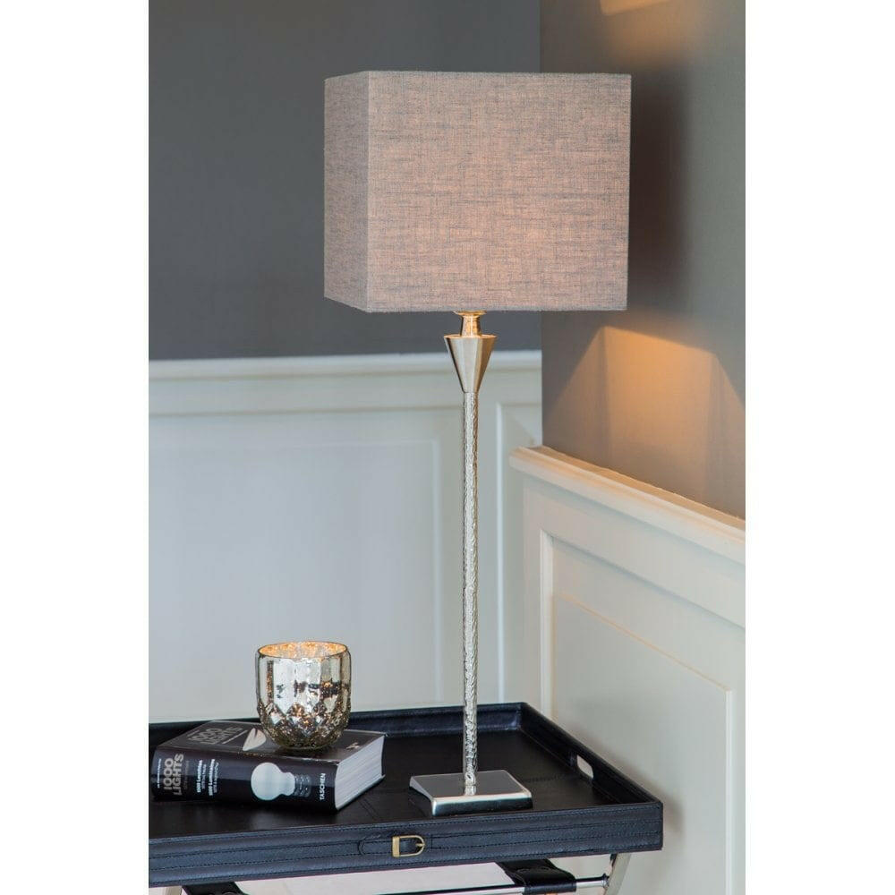 LAMP BASE 10,5X10,5X55CM GRANULO NICKEL | OUTLET.