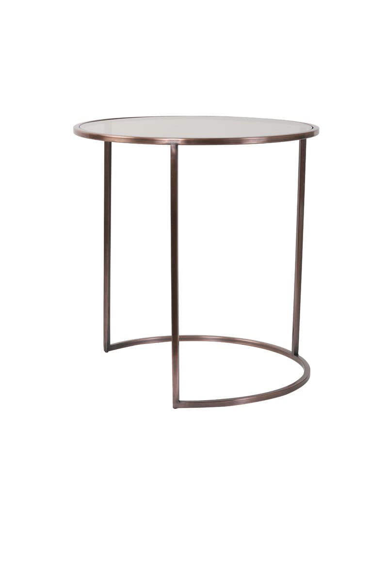 Light & Living Living Side table S/2 Ø40x45+Ø50x52 cm DUARTE gls brown+ant copper House of Isabella UK