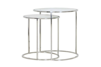 Light & Living Living Side table S/2 Ø40x45+Ø50x52 cm DUARTE nickel+glass House of Isabella UK