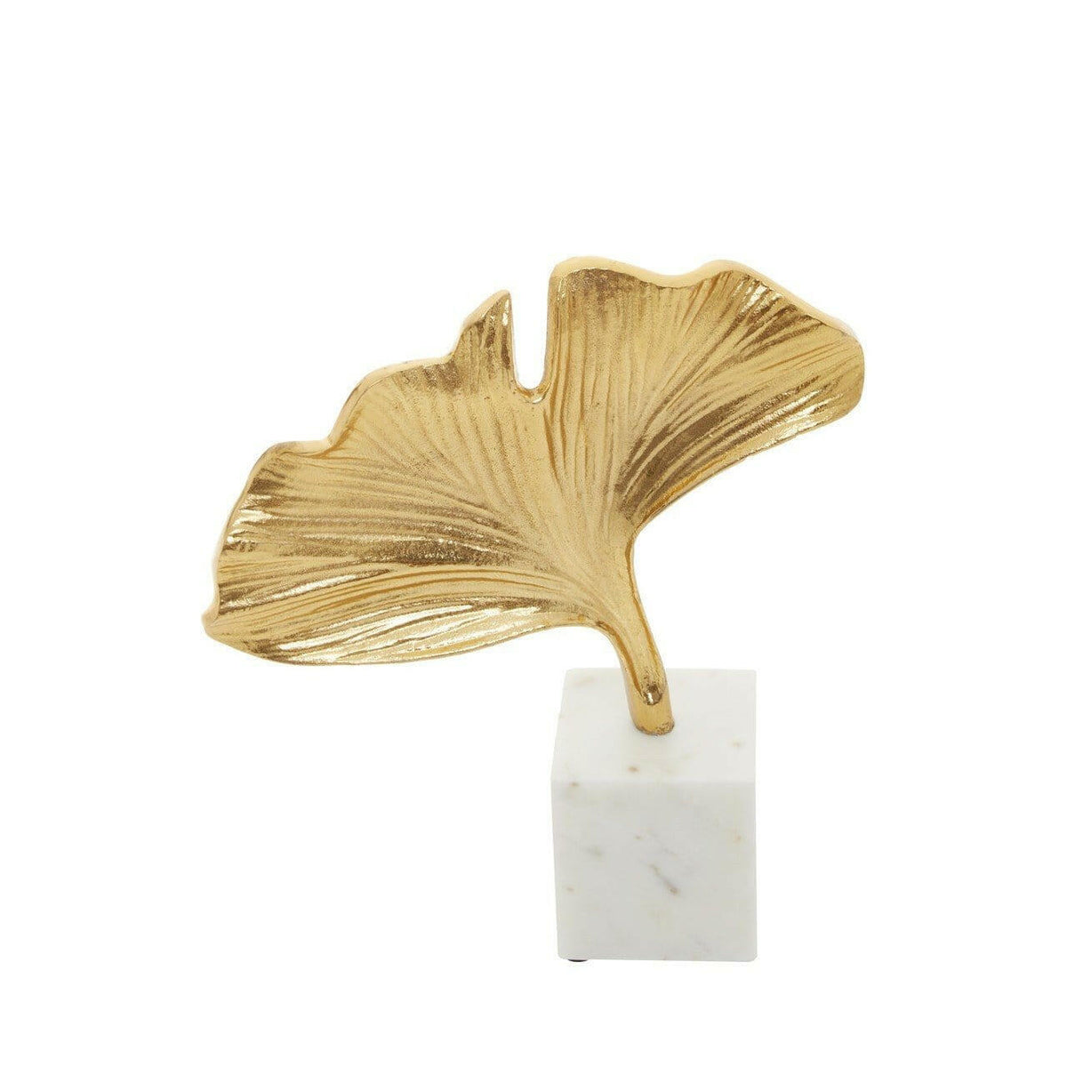 Classem Gold Ginkgo Sculpture With Marble Base.