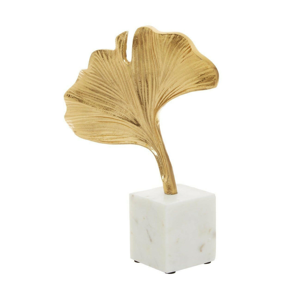Classem Gold Ginkgo Sculpture With Marble Base.