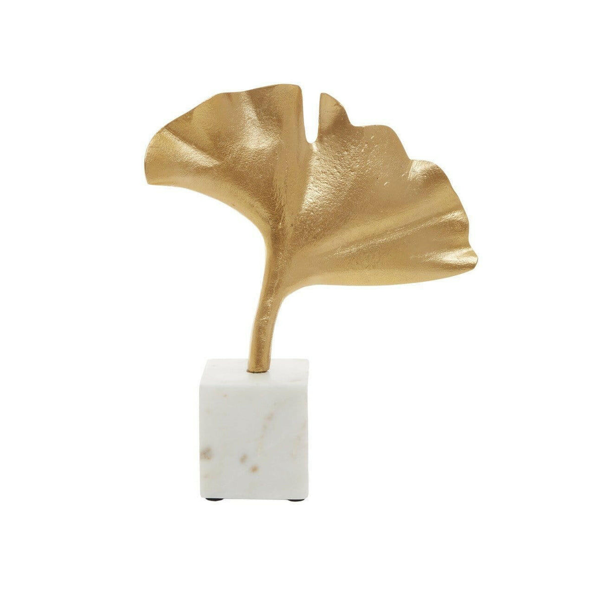 Classem Gold Ginkgo Sculpture With Marble Base.