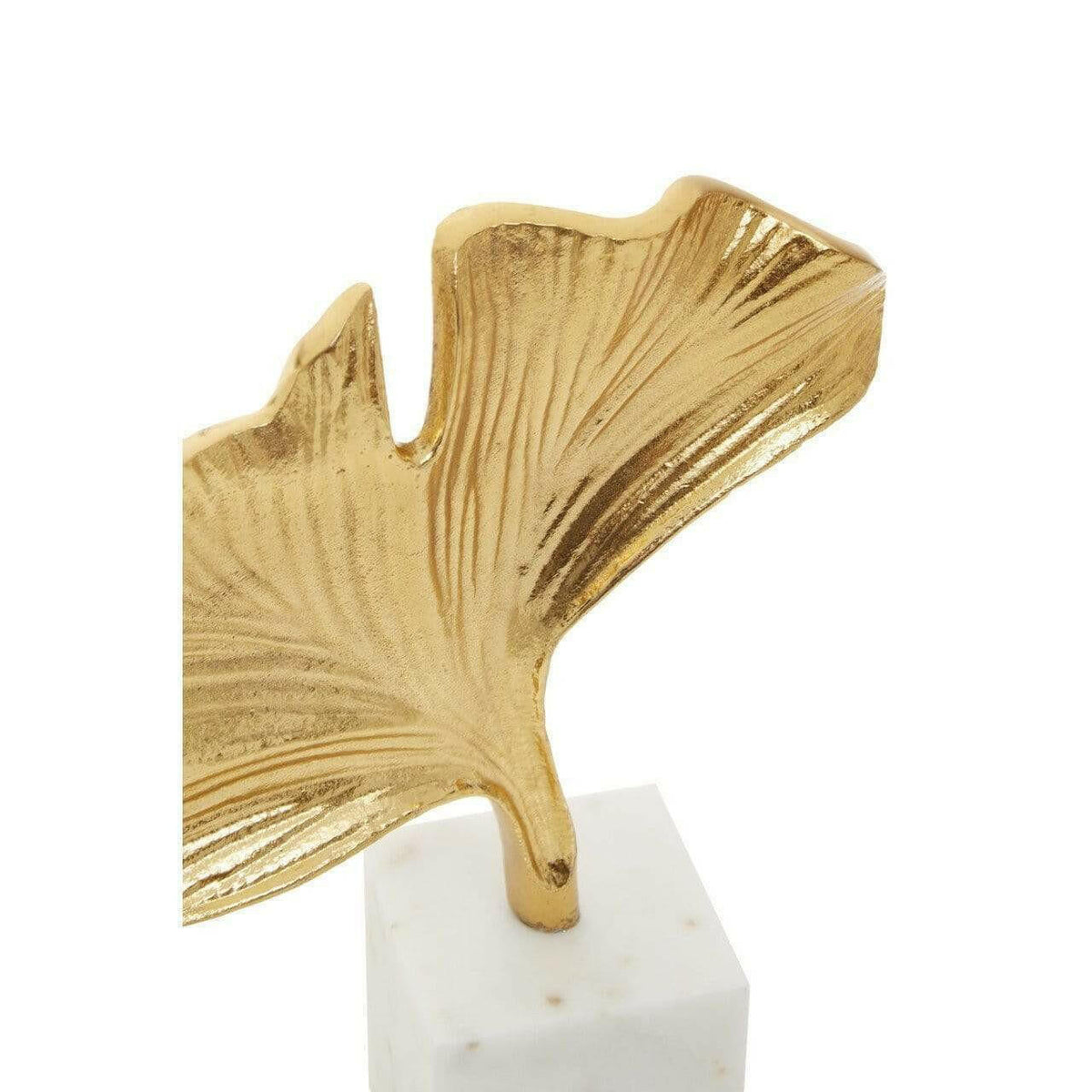 Classem Gold Ginkgo Sculpture With Marble Base.