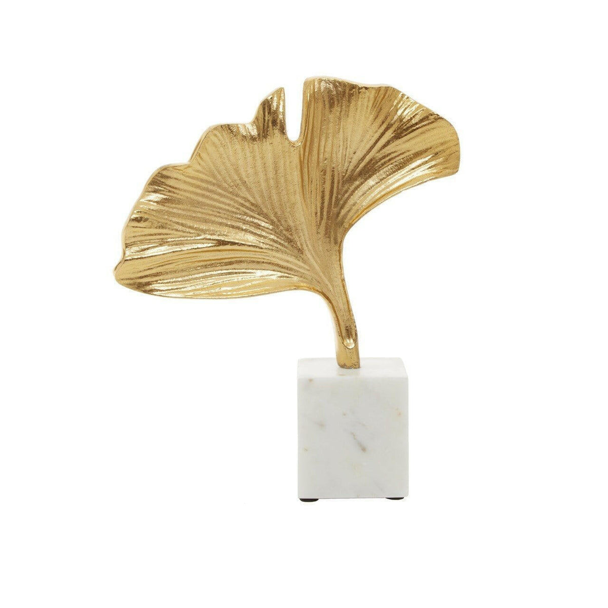 Classem Gold Ginkgo Sculpture With Marble Base.
