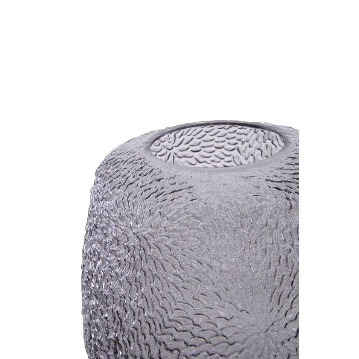 Colby Medium Embossed Grey Glass Vase.