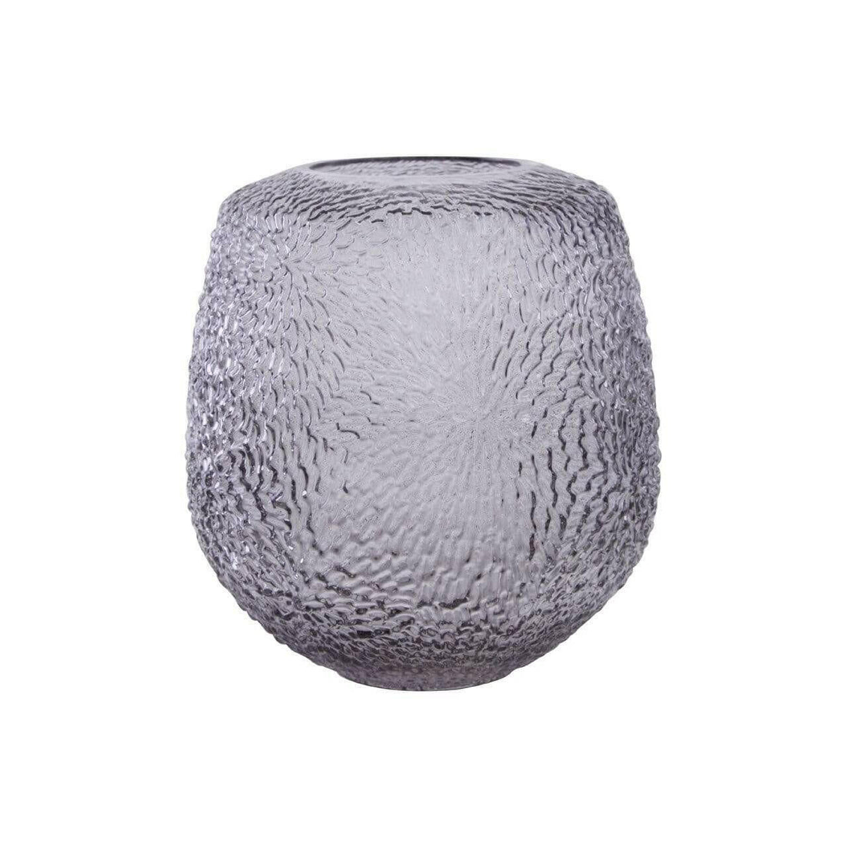 Colby Medium Embossed Grey Glass Vase.