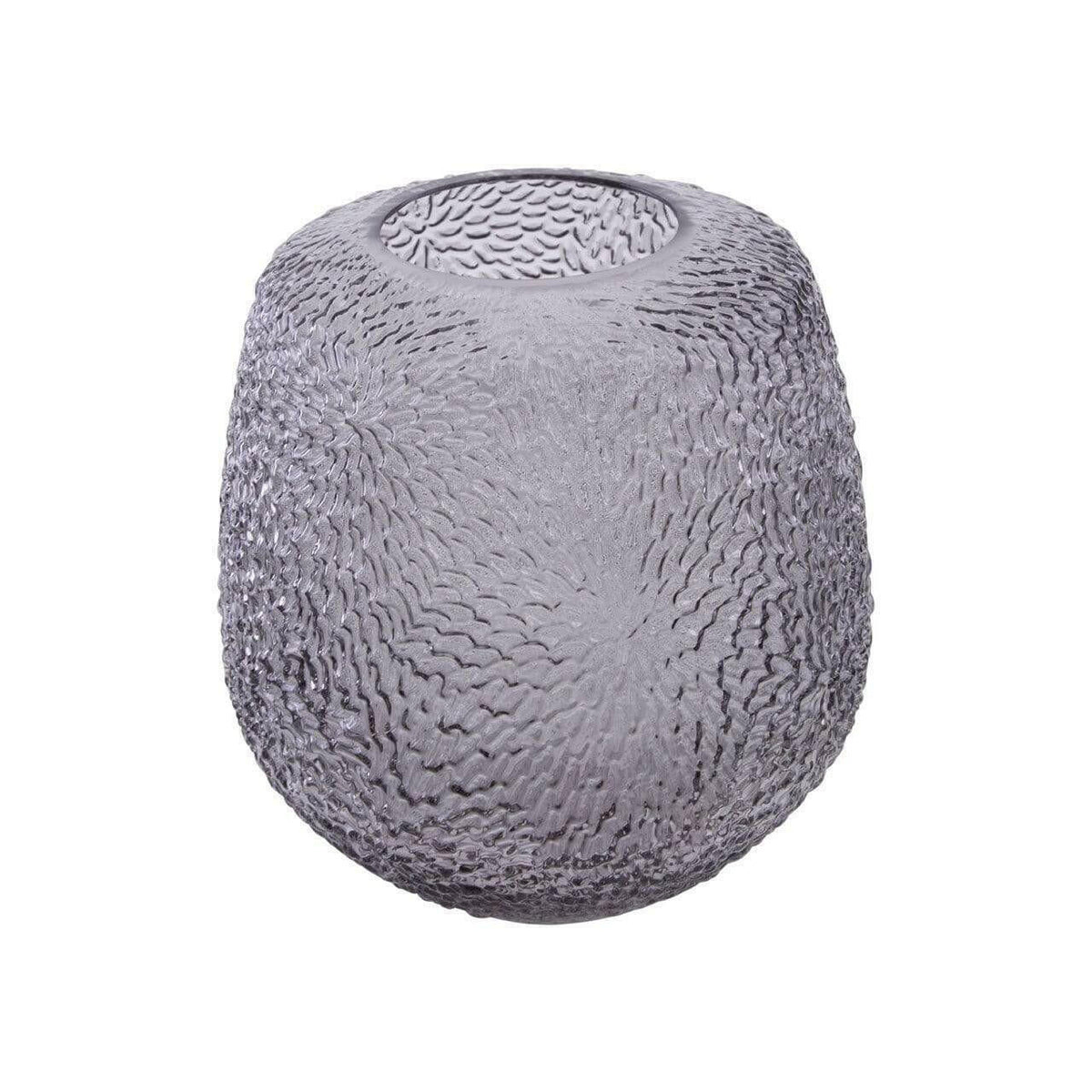 Colby Medium Embossed Grey Glass Vase.