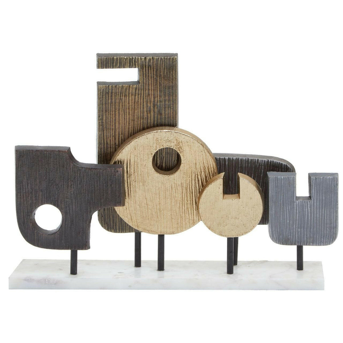 Simba Large Assorted Colour Metal Sculpture On Marble Base.