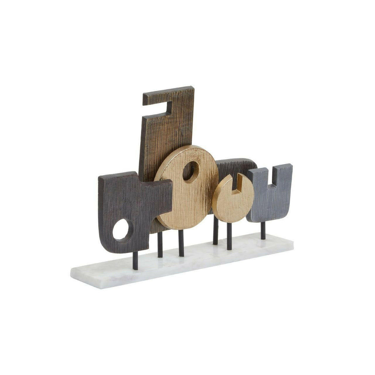 Simba Large Assorted Colour Metal Sculpture On Marble Base.