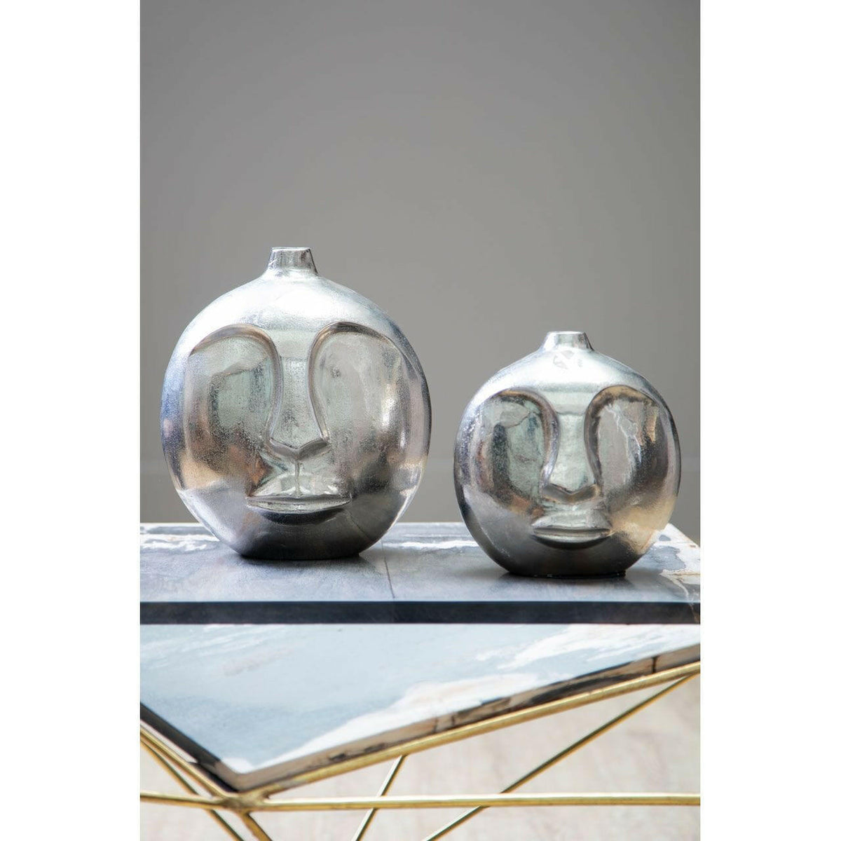 Viso Large Silver Finish Round Vase.