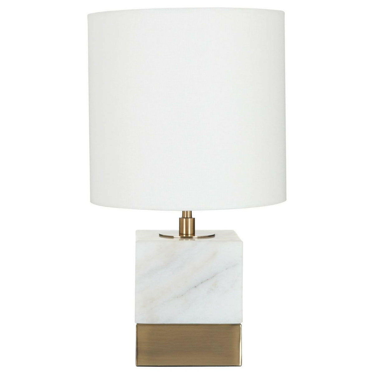 White Marble Accent Lamp With Cream Shade.