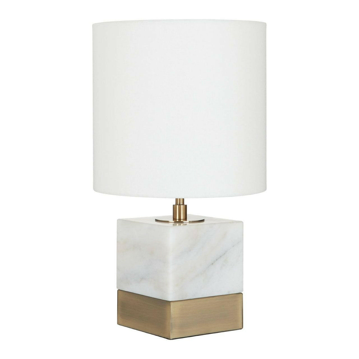 White Marble Accent Lamp With Cream Shade.