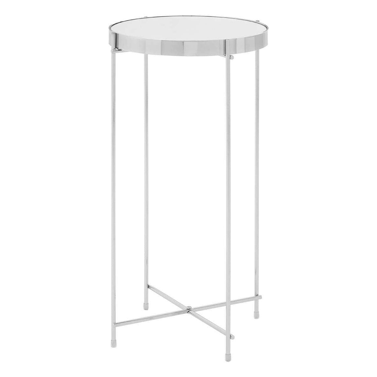 Allez Silver Mirror Tall Side Table.
