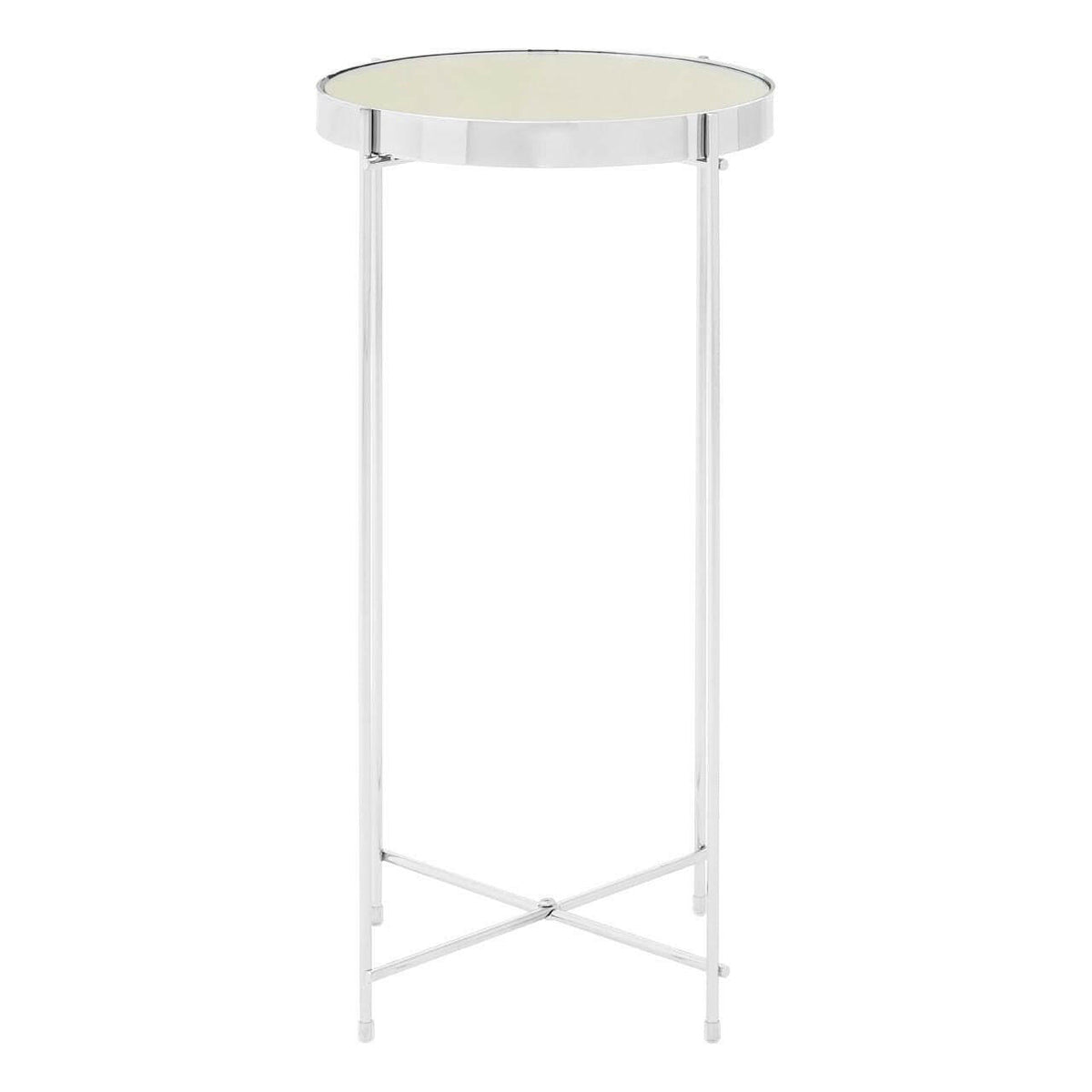 Allez Silver Mirror Tall Side Table.