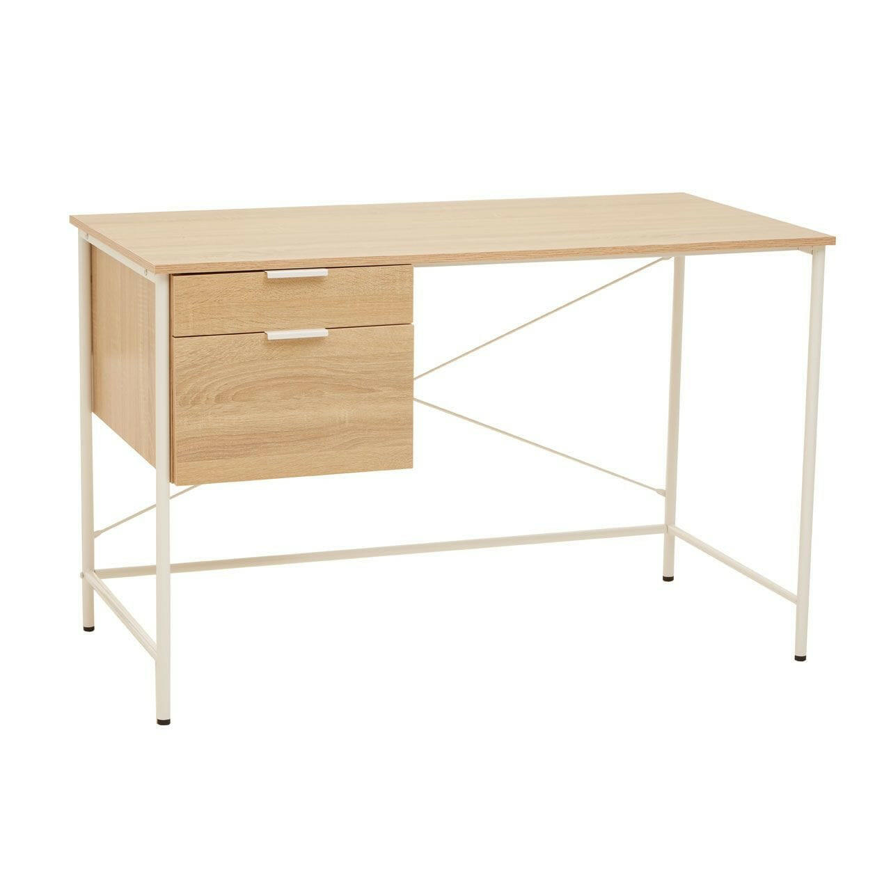 Noosa & Co. Living Cadburly Natural Oak Veneer Desk With Drawers House of Isabella UK