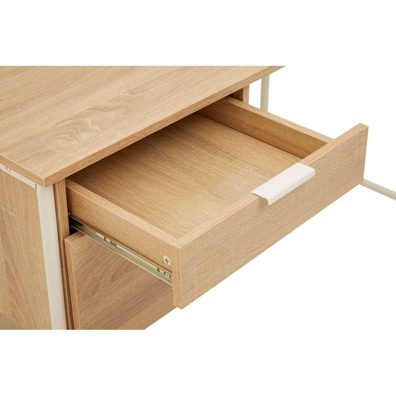 Noosa & Co. Living Cadburly Natural Oak Veneer Desk With Drawers House of Isabella UK