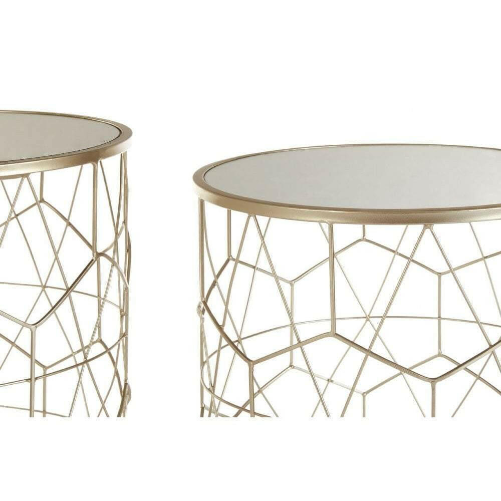 Noosa & Co. Living Side Tables, Mirror Top / Champagne Steel, Round / Set of 2 House of Isabella UK