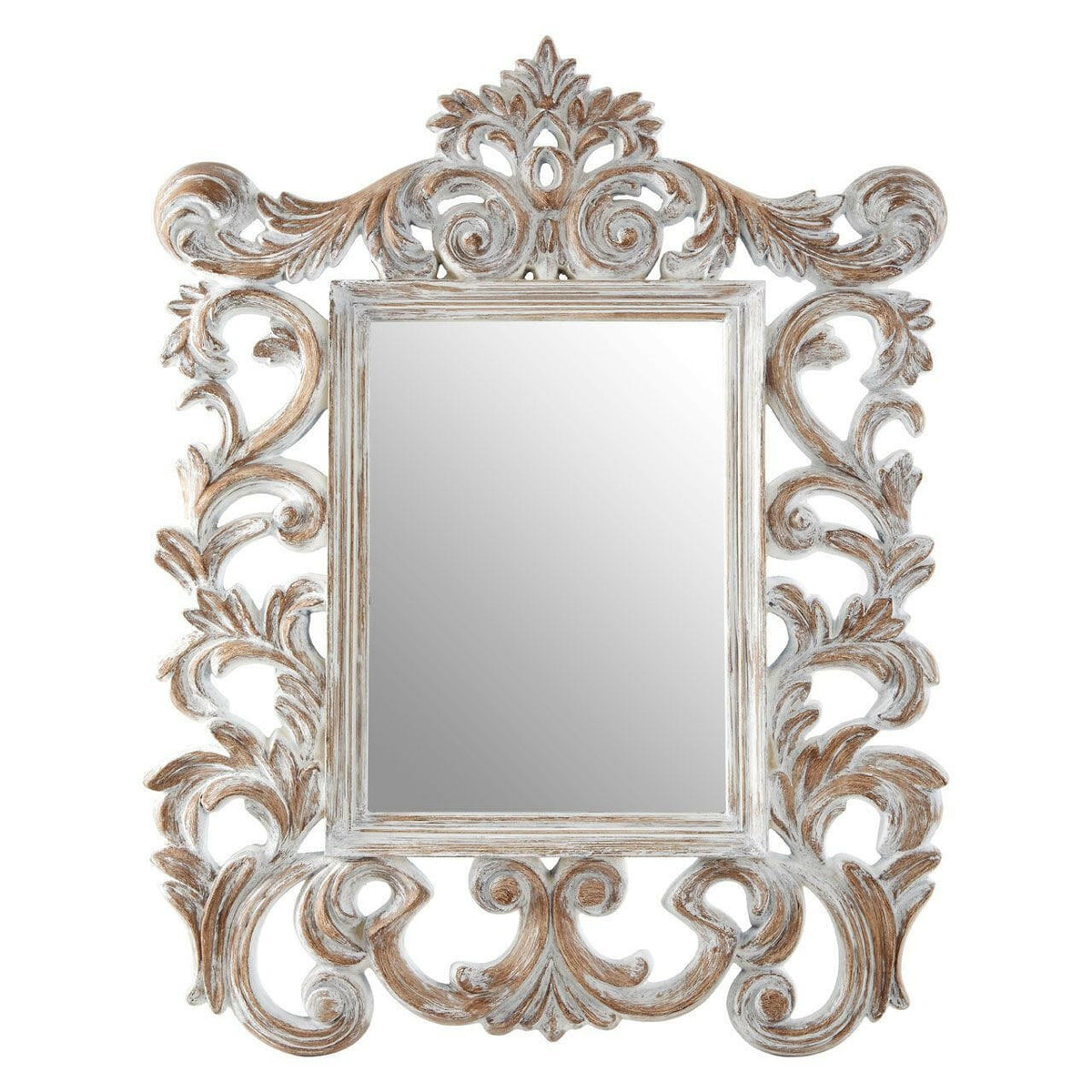 Antique Grey Fleur-De-Lis Wall Mirror.