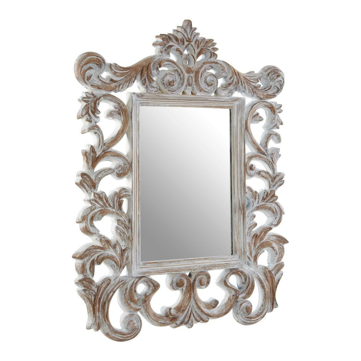 Antique Grey Fleur-De-Lis Wall Mirror.