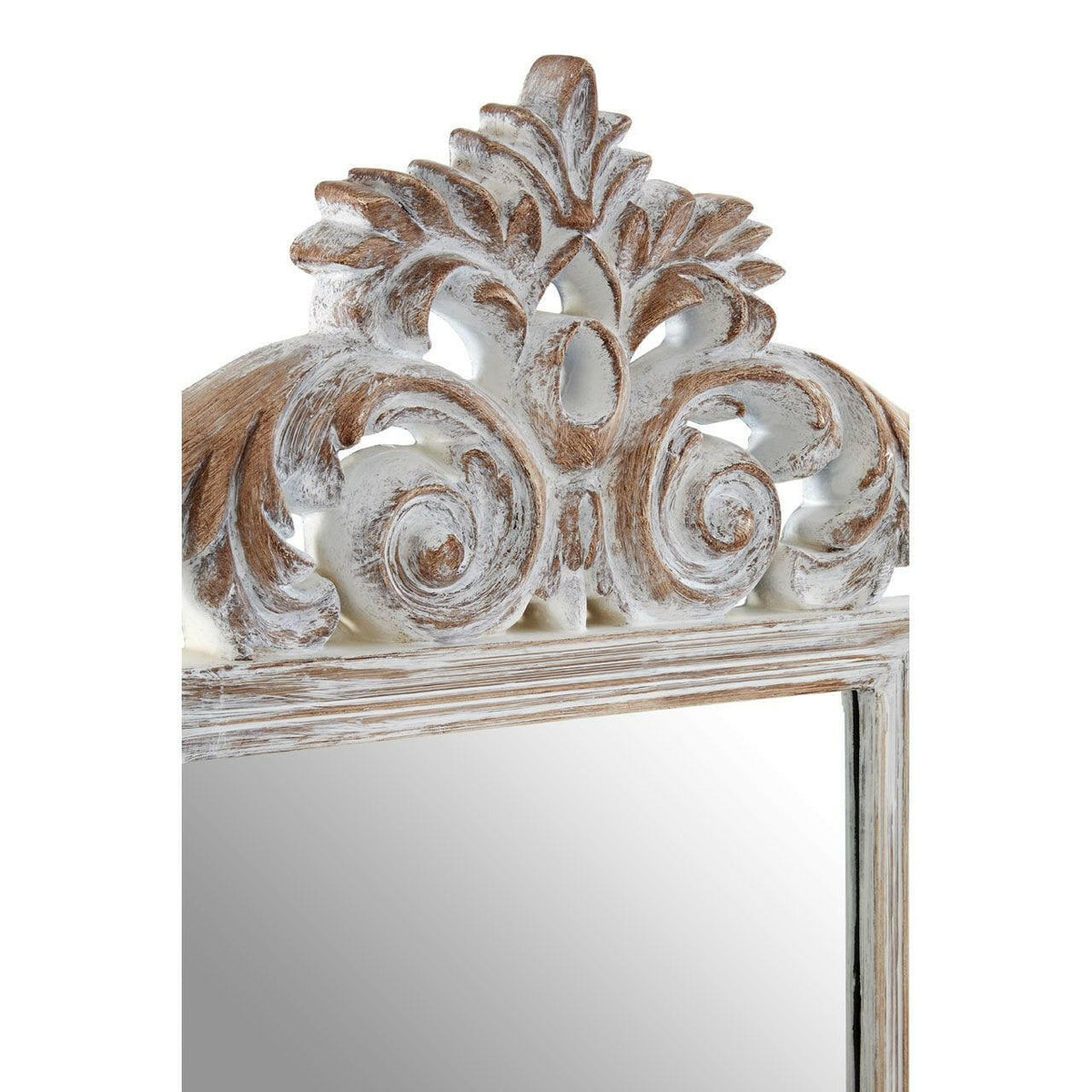 Antique Grey Fleur-De-Lis Wall Mirror.