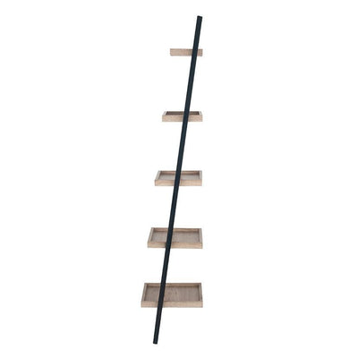 Pacific Lifestyle Accessories Gallery Natural Wood Veneer and Black Metal 5 Shelf Ladder Unit House of Isabella UK