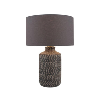 Pacific Lifestyle Lighting Atouk Textured Black Stoneware Table Lamp House of Isabella UK