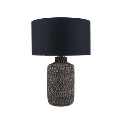 Pacific Lifestyle Lighting Atouk Textured Black Stoneware Table Lamp House of Isabella UK