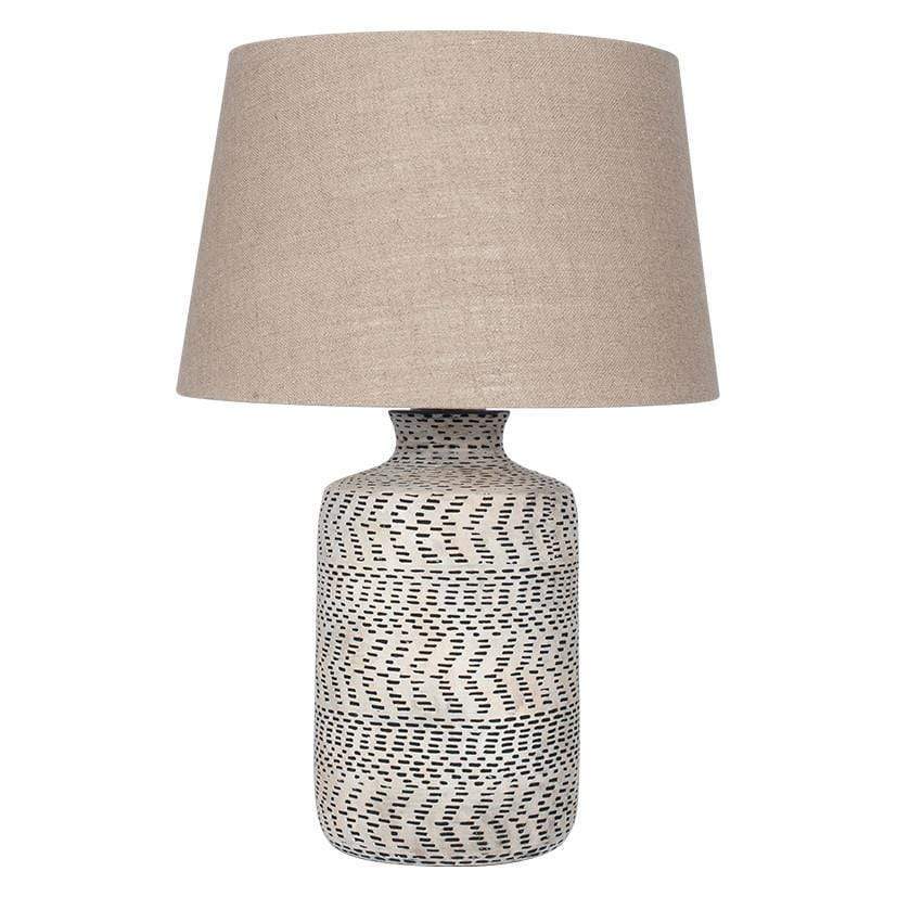 Pacific Lifestyle Lighting Atouk Textured Natural and Black Stoneware Table Lamp House of Isabella UK