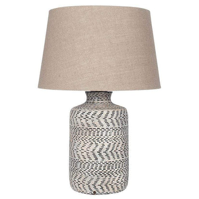 Pacific Lifestyle Lighting Atouk Textured Natural and Black Stoneware Table Lamp House of Isabella UK