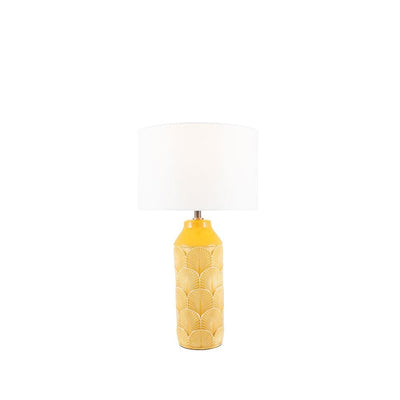 Pacific Lifestyle Lighting Bethan Embossed Mustard Ceramic Table Lamp House of Isabella UK