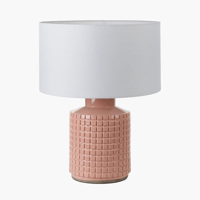 Pacific Lifestyle Lighting Malone Textured Apricot Squares Design Stoneware Table Lamp House of Isabella UK